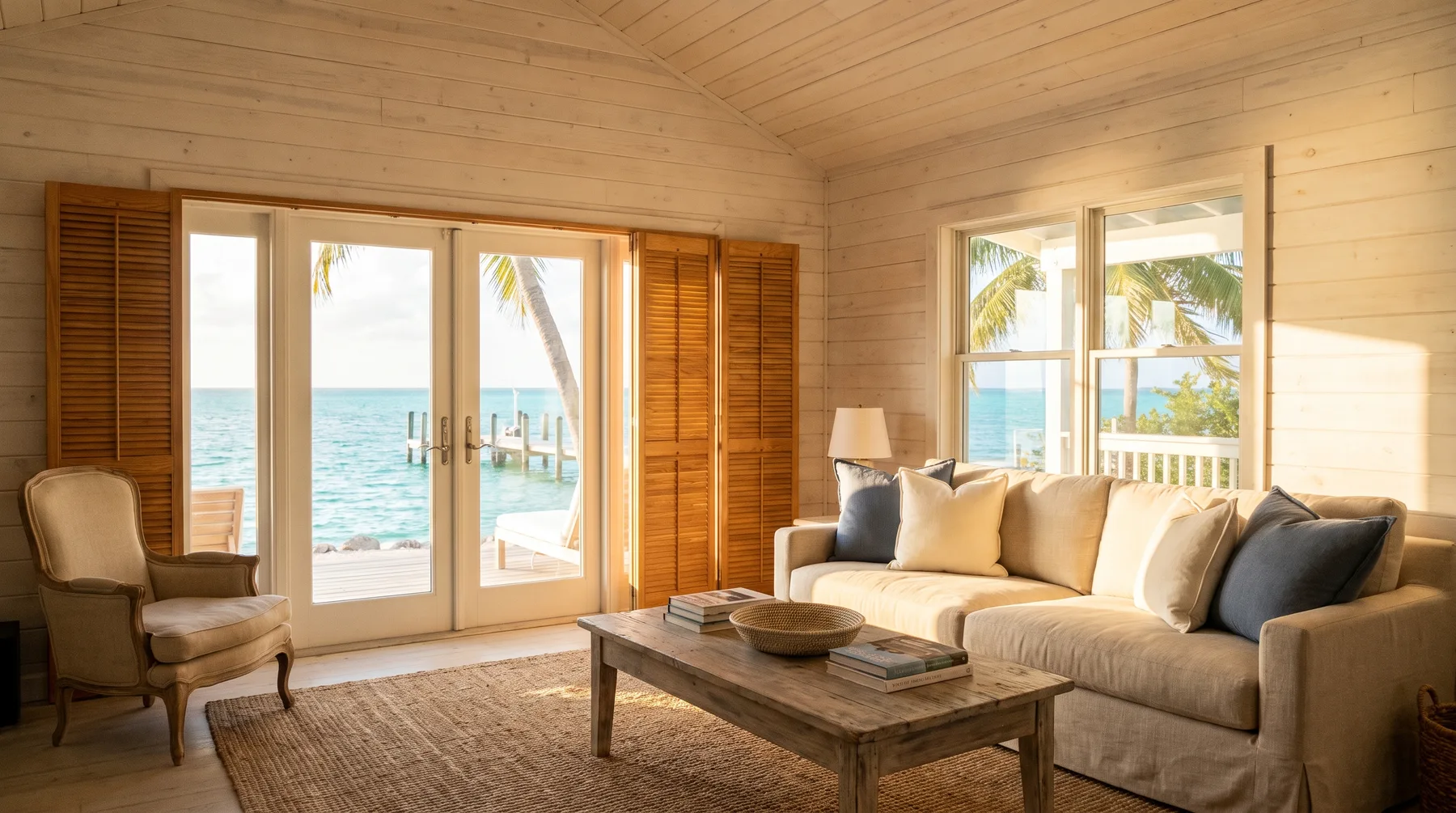 Breezy Florida Keys waterfront cottage interior