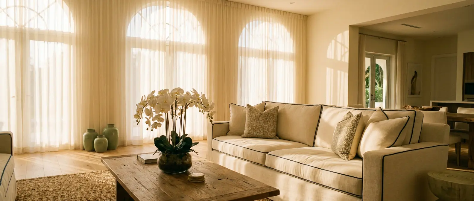 A calm, sunlit Miami living room where allaround care is delivered