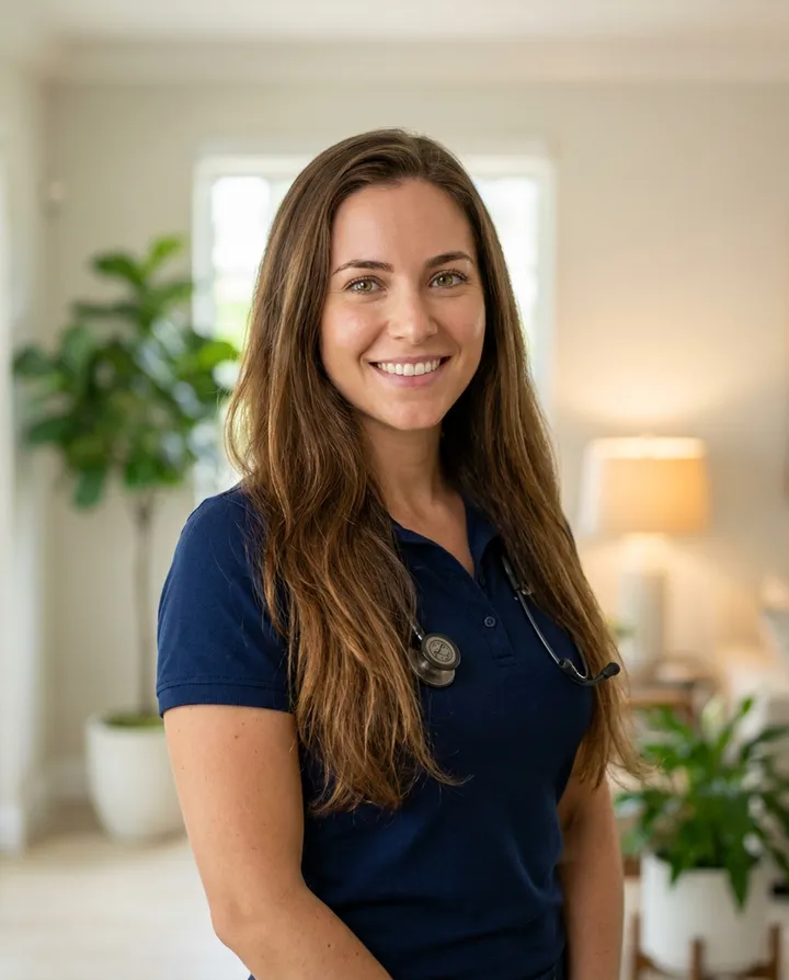 An allaround RN Care Manager, photographed in warm natural light