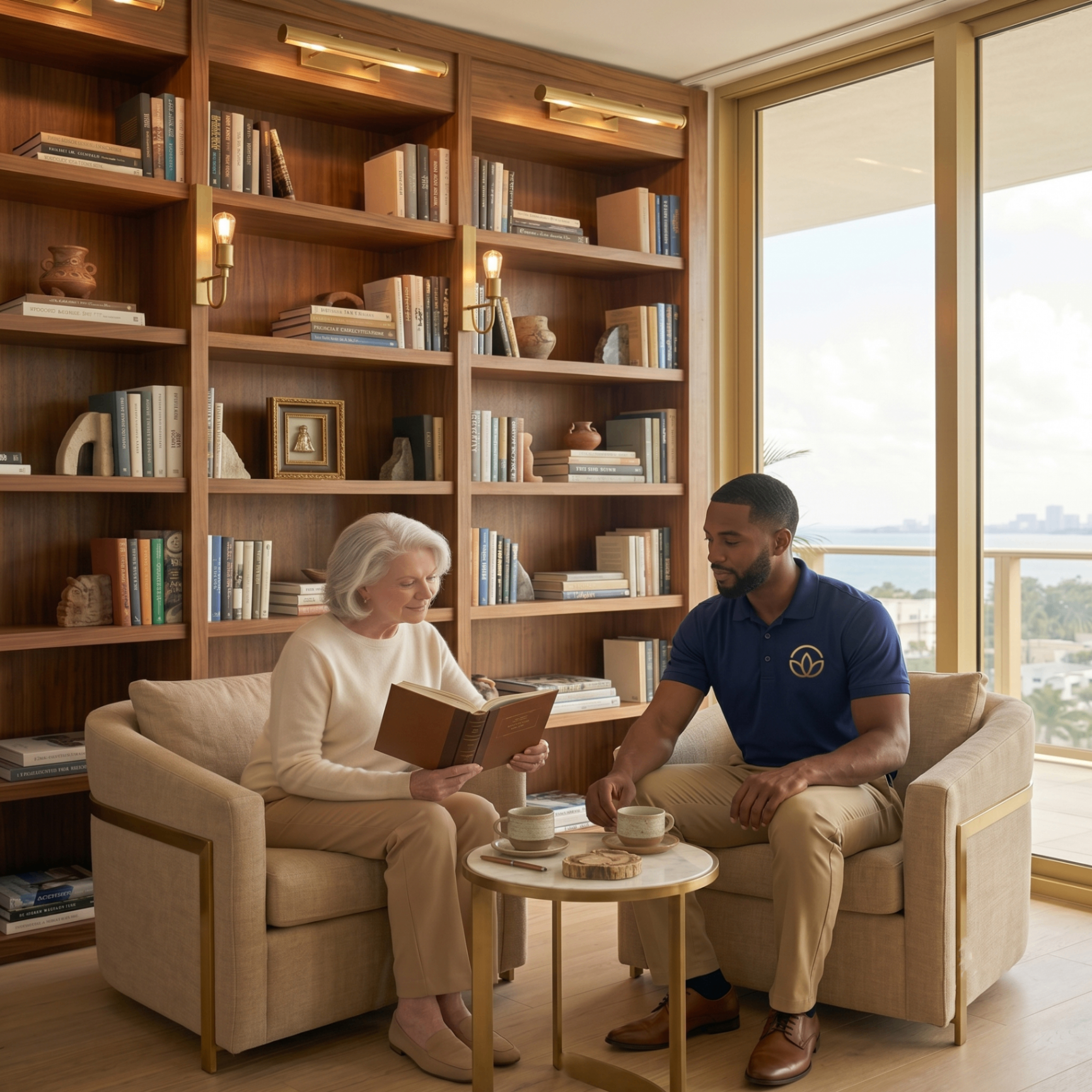 Family researching home care options together on a laptop in a warm Miami home, home care resources and guides for families in Miami-Dade and Monroe Counties